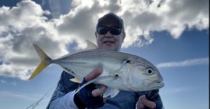 Brett with a nice sized Big Eye Trevally caught and released fishing bait schools in the Broadwater_