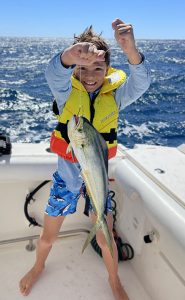 Freddy Gourlay caught his first Dolphin Fish (Mahi Mahi) off the Gold Coast Seaway recently