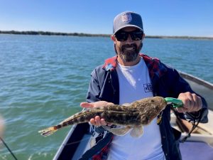 Jamie caught this flathead on a Gold Coast Broadwater charter with Clint from Brad Smith Fishing Charters