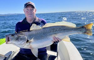 Brett with a nice sized Jewfish landed on the 18 fathom reef off the Gold Coast recently