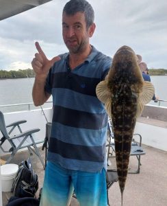 Scott landed this nice Flathead on his Coomera Houseboat Holiday recently_