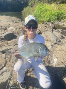Rebecca landed a nice sized GT in the Coomera River on a live bait