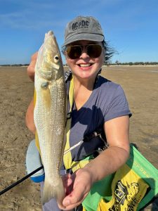 Anita caught this solid 40cm whiting on a Broadwater wading charter with Clint from Gold Coast River Charters