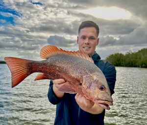 A very early morning fish for Brad Smith Fishing Charters and his nephew Spencer produced this very nice Jack in the Tweed River