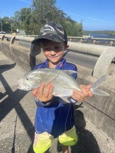 Reid Bevege had a great day landing this hard fighting Trevally fishing at Tweed Heads